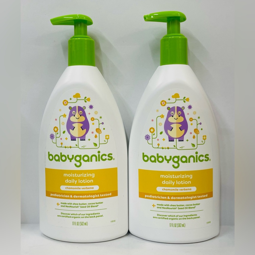 2 Pack Babyganics Moisturizing Daily Lotion Chamomile Verbena Shea Coco 17 Fl Oz